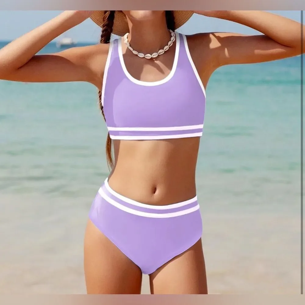 Girl Double Strap High Waist Sporty bikini top ,Cover Up  n Short Set like new